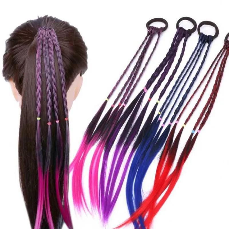 New Girls Colorful Wigs Ponytail Hair Ornament Headbands Beauty Hair Bands Headwear Hair Accessories