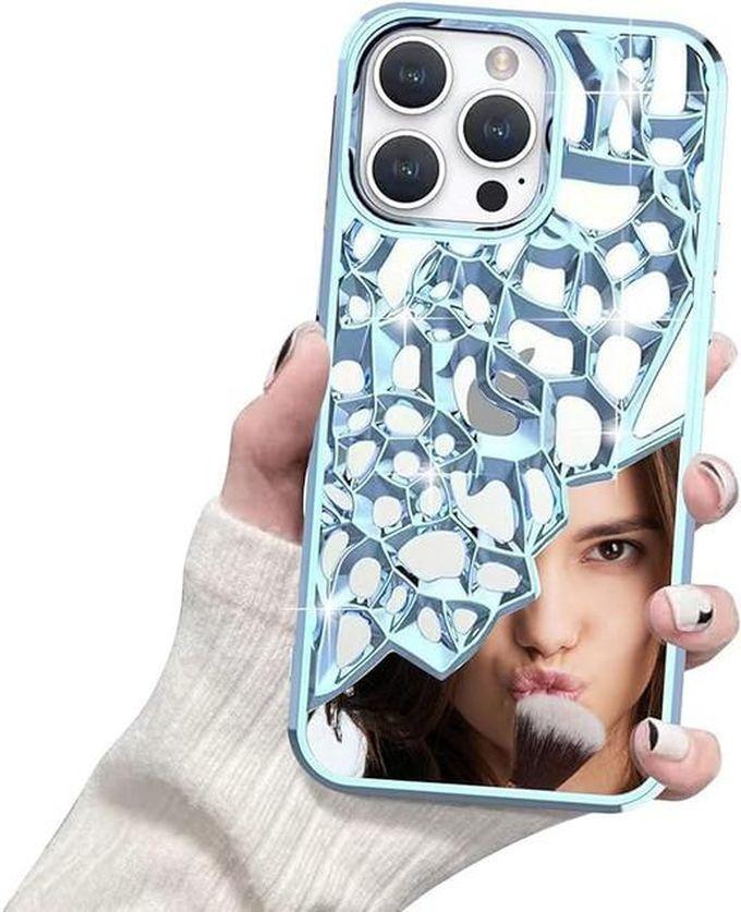 Next Store Compatible with iPhone 15 Pro Max Case 6.7 inch Glitter Mirror Case Anti-Scratch Shockproof Slim Flexible Bumper Cover for Women Girls (Light Blue)