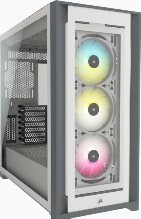 Corsair iCUE 5000X RGB Tempered Glass Mid-Tower ATX PC Smart Case 3x 120mm RGB Fans 2x USB 3.0 1x USB-C 3.1 - White | CC-9011213-WW