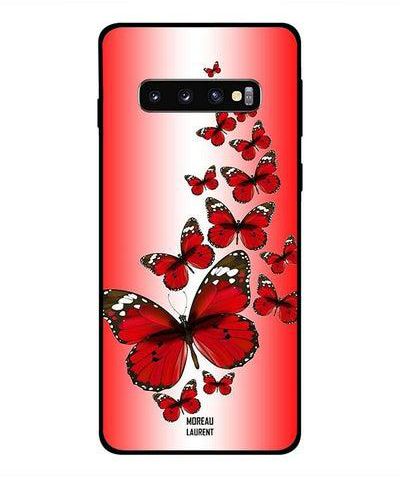 Samsung Galaxy S10 Case Cover Red/White/Brown بني/ أبيض/ أحمر