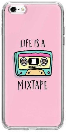 Classic Clear Series Life Is A Mixtape Printed Case Cover For Apple iPhone 6s Plus/6 Plus Pink/Black/Yellow