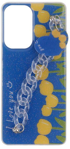 Samsung Galaxy A33 5G -Special Printed Silicone Cover With Glitter And Clear Chain