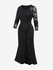 Plus Size Lace Raglan Sleeves Slit A Line Party Dress with Flounce - L | Us 12