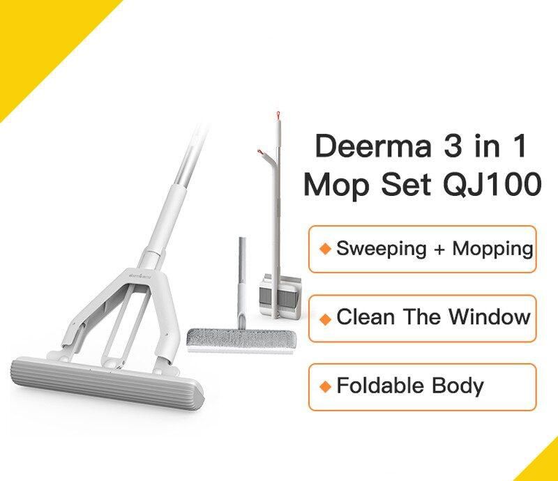 Deerma QJ100 Cleaning Broom 3 in 1 Multifunction Broom Dustpan Sets Household Cleaning Kit Sponge Mop Window Cleaning