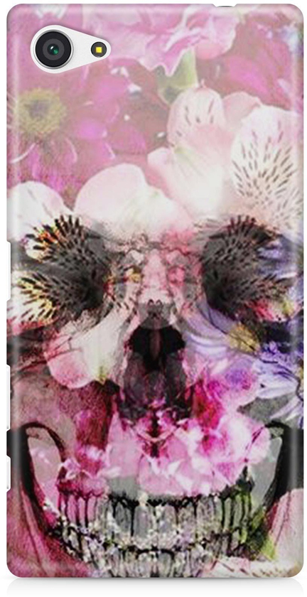 Pink Colured Colored Skull Flowered 3mm Unique Vibrant High Resolution ShockProof Phone Case for Sony Z4 Mini