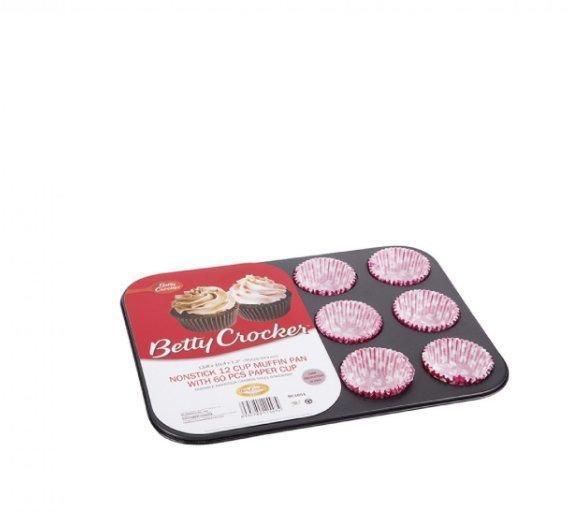 BettyCrocker Non-Stick Baking Muffin Pan12Cups,Grey
