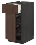 METOD / MAXIMERA Base cab w wire basket/drawer/door, black/Sinarp brown, 40x60 cm - IKEA