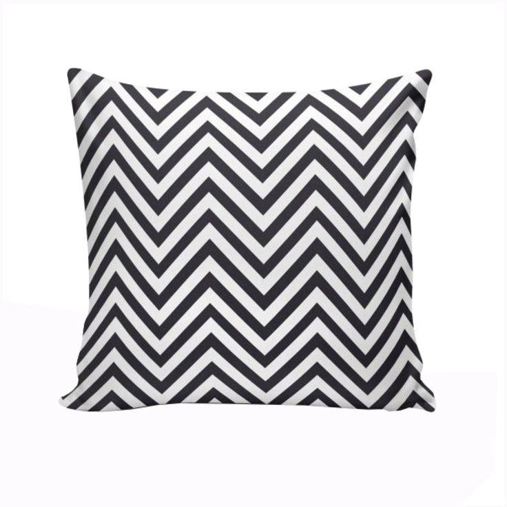 Decorative Printed Cushion Cotton Blend Black/White 45x45 centimeter