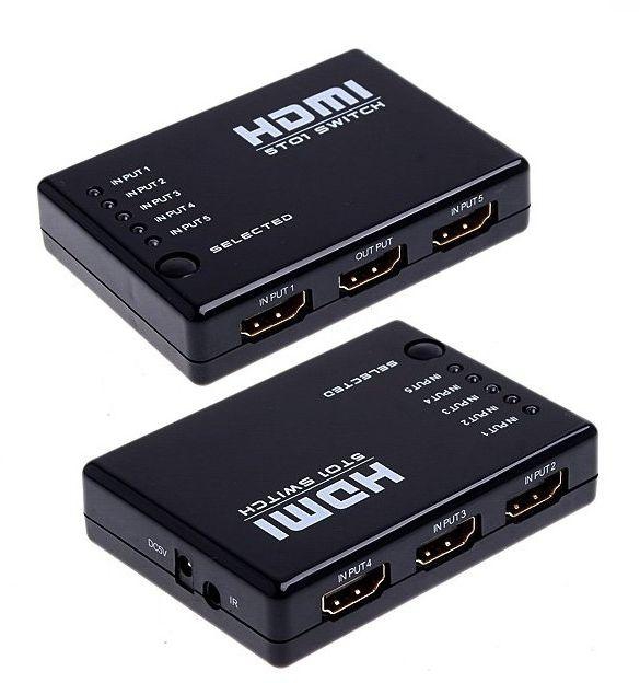 Mini 5 Port 1080P Video HDMI Switch Switcher HDMI Splitter with IR Remote splitter