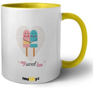 11oz Ceramic Coffee Mug LOVE Love 62 أصفر 11أوقية