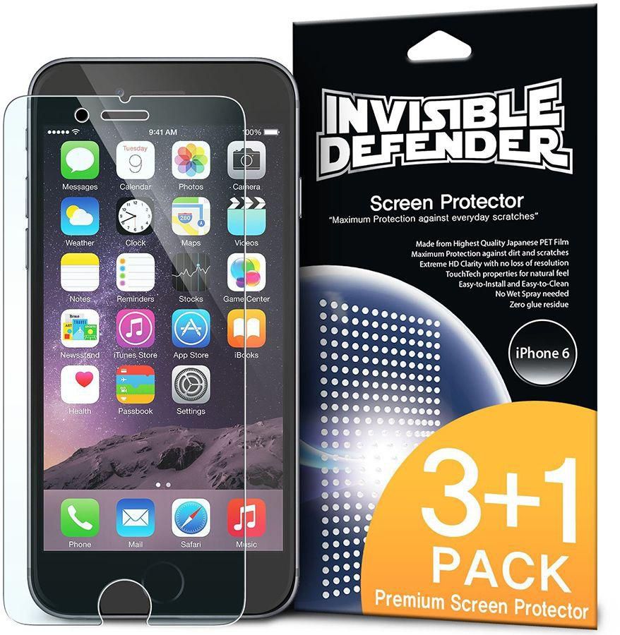Rearth Invisible Defender Perfect Touch (HD) Screen Protector Film (4-Pack) for Apple iPhone 6