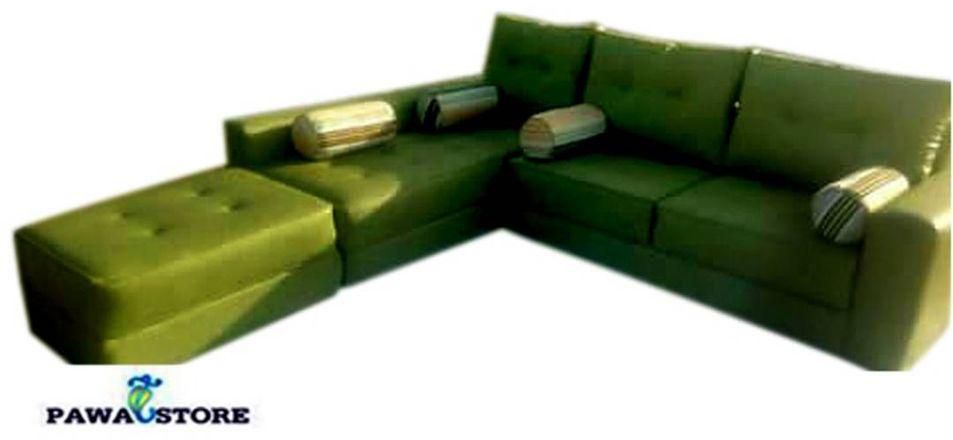 SPECIALQUALITY LEATHER GREEN 5 Seater With 2 Seater Extension L-Shaped Sofa. (Delivery To Lagos Only)