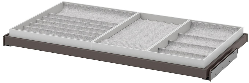 KOMPLEMENT Pull-out tray with insert - dark grey/light grey 100x58 cm