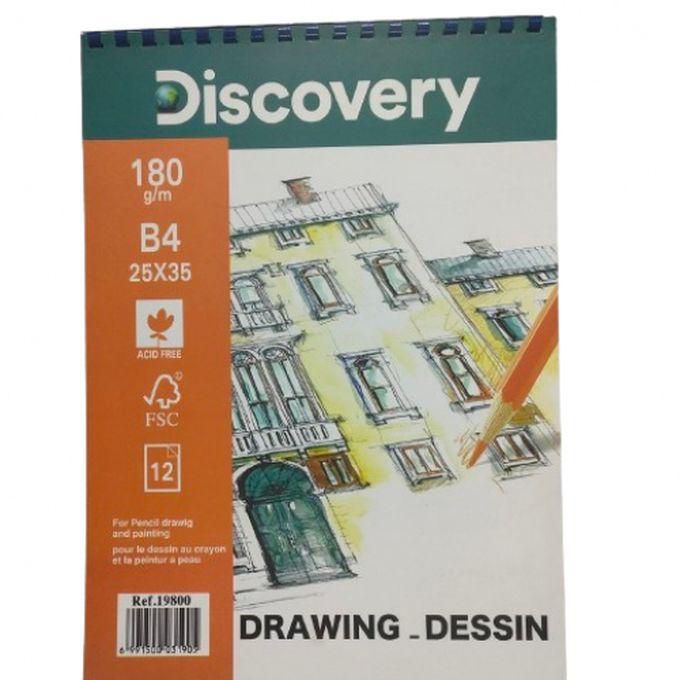 Discovery B4 Discovery Drawing Sketchbook 180 Gr / M 25 * 35 CM (12 Sheets - White)