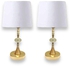 Lampshade, Two Pieces, Golden Base, White Cover, Length 55 Cm.