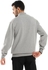 Andora Light Grey Ribbed Hem Zipped Sweater
