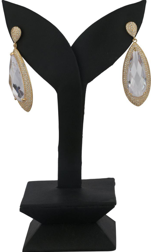 Women's Earrings, Gold Plated 2 pieces encrusted with crystals