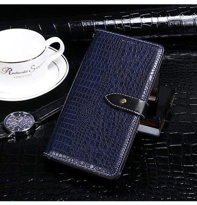 HuHa Case Cover Compatible For Tecno Camon 17P idewei Crocodile Texture Horizontal Flip Leather Case with Holder & Card Slots & Wallet Dark Blue