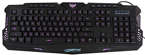 Generic M - 200 Bilingual Russian / English Three Backlight Colors USB Wired Gaming Keyboard With Adjustable Light Brightness For Laptop Desktop ENGLISH / RUSSIAN VERSION - Black
