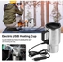 Heated Travel Mug 16 oz Stainless Steel Electric Car Kettle Boiler Portable in-car Heating Cup Coffee Tea Warmer Cup Thermoses 450ML, powered by 12V Cigarette Lighter Plug