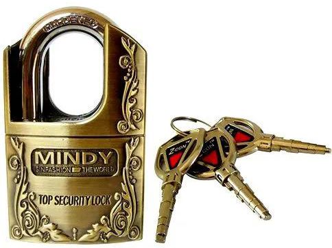 Mindy Secure Mindy Padlock Size - Large 70mm- Goldish Brown- Made of Steel Gold one size