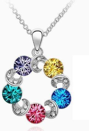 Austrian Crystal Lucky Circle Charm Necklace (MM0084)