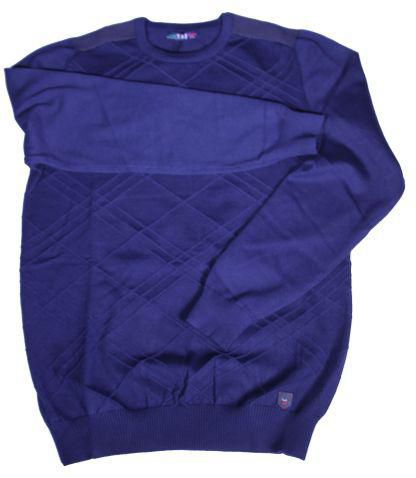 Generic Blue Ribbed Shoulder Patched Sweater