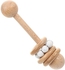 ELECDON Baby Wooden Toy Wooden Classic Baby Rattle Perfect Montessori Grasping Baby Teething Toy Baby Teething Circlets with Pacifier Holder Clip Wooden for Babies (White)