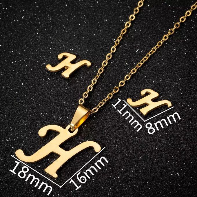 Stainless Steel Initial Letter H Customized Jewelry Set