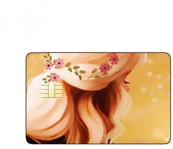 PRINTED BANK CARD STICKER Beautiful Girl Drawing With Book