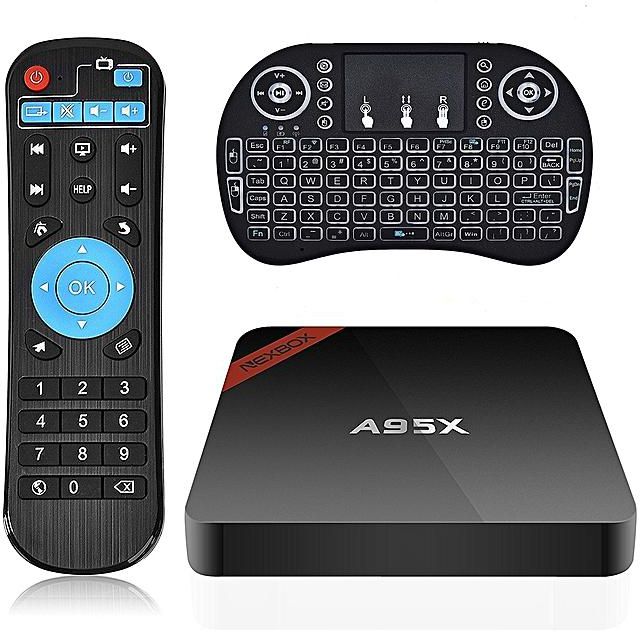 Generic Android TV Box NEXBOX A95X 1GB 8GB Android 6.0 TV Box S905X Quad-Core 4K HDR Ultra-HD H265 VP9 Ethernet WiFi Bluetooth 4.0 Set-top Box With I8 Backlit Wireless Keyboard