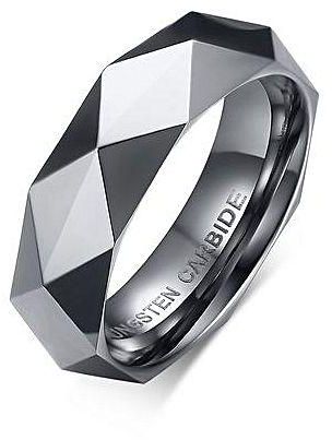 Venico Top Quanlity 8mm Black High Grooved Polished Prism Section Tungsten Men's Wedding Ring Defend Scratch Jewelry