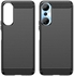 For Infinix Hot 20 Brushed Texture Carbon Fiber TPU Phone Case - Anti-Slip & Shock Absorber - Black