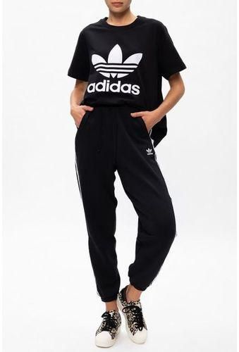 Adidas Womens Black Solid Slim-Fit Sweatpants