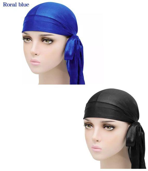 2 In 1 Premium Black And Blue Durag For Men And Women