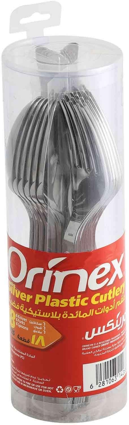 Orinex silver plastic cutlery 6 knives 6 forks 6 spoons