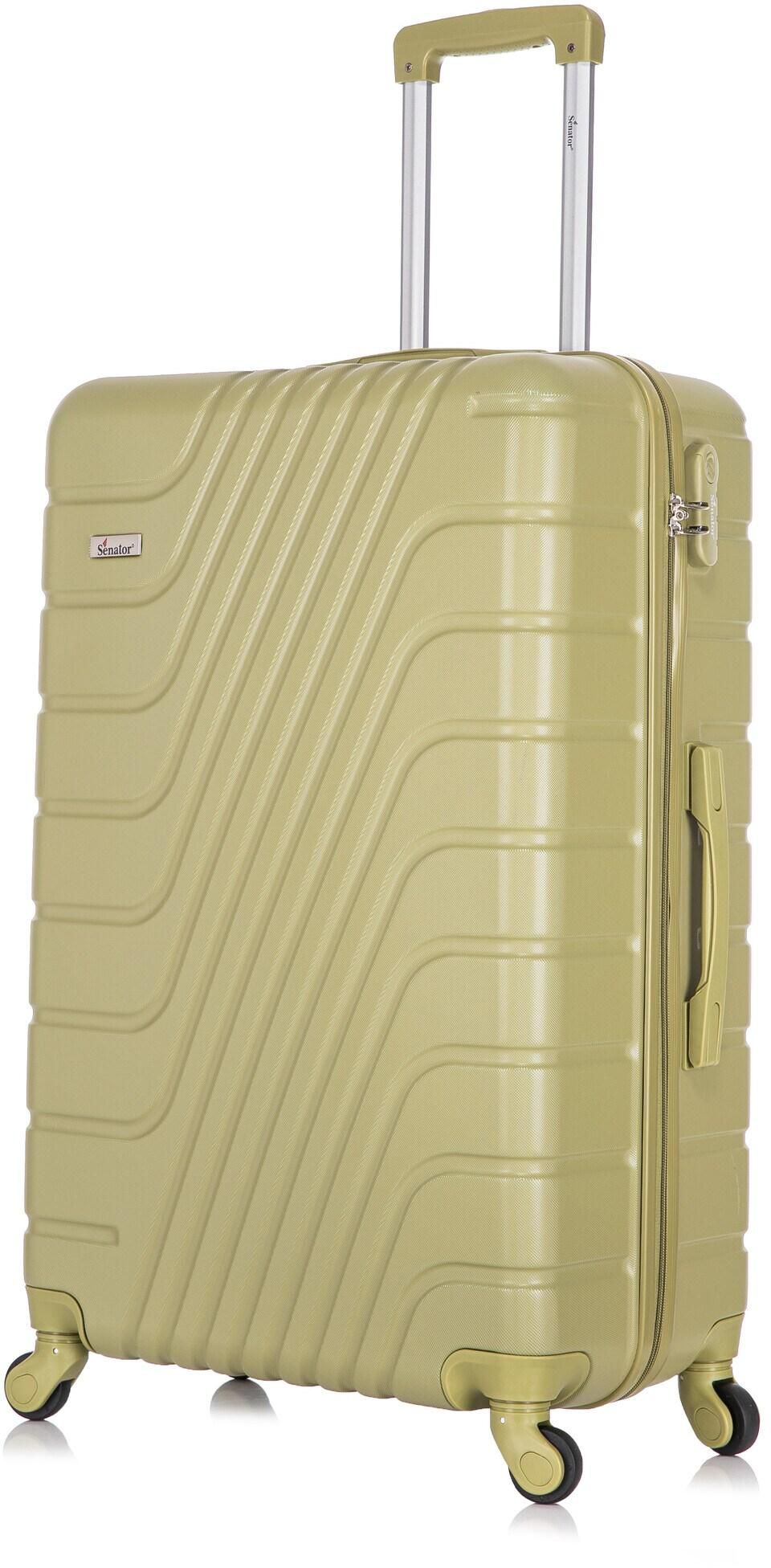 Senator Hard Case Medium Suitcase Luggage Trolley For Unisex ABS Lightweight Travel Bag with 4 Spinner Wheels KH1095 Tea Green