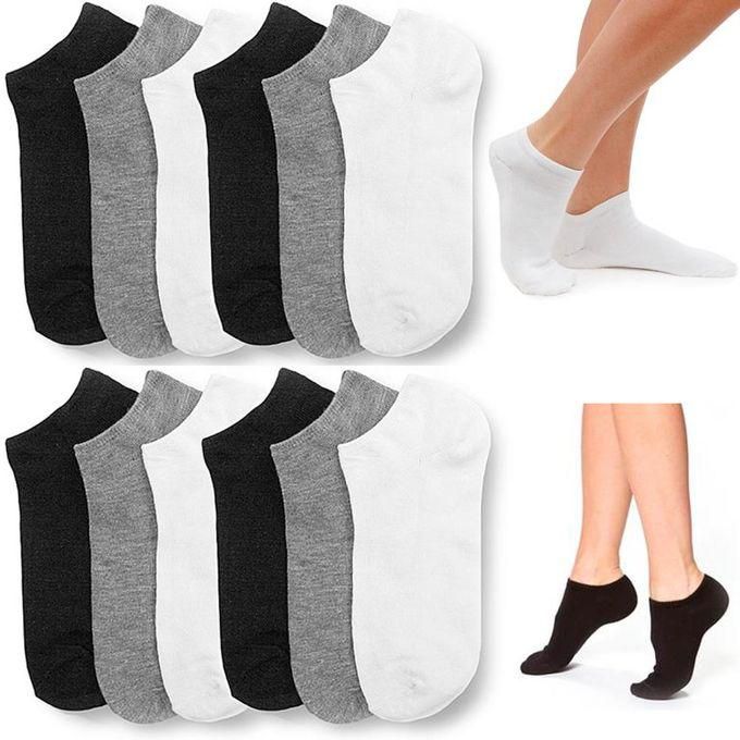 Fashion 12 Pair Women Ankle Socks Ped Low Cut Fit Crew Size 9-11 Sport Black White Grey