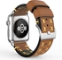 Nanotek Leather Band for Apple Watch 38mm, Premium Vintage Horse Replacement Strap with Secure Metal Clasp Buckle - Brown
