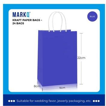 [Pack of 24] Kraft Paper Bag (Blue, 22 x 16 x 8 cm)