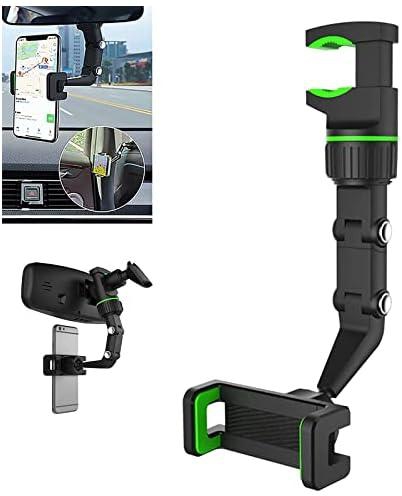 Putcom 360 Phone Mount, Putcom 360 Durable Car Rearview Mirror Mount Stand Holder, Multifunctional Rearview Mirror Phone Holder,Rearview Mirror Phone Holder for Car,Suitable All Phone (1pcs-Green)
