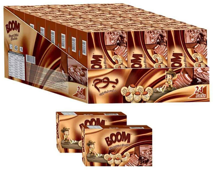 BOOM – Chocolate Filled Biscuits With Printed Characters In Box, 16 gr (Pack of 24)