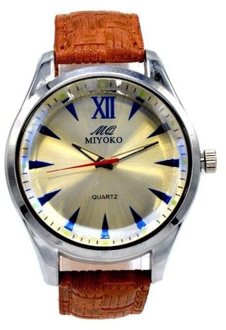 Miyoko MQ-3096 Leather Watch - Brown/Multicolor