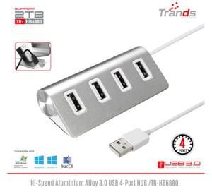 Trands TRHB6880 4 Port 3.0 USB Hub Silver