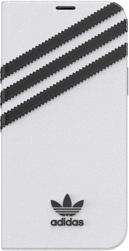 Adidas SAMBA Apple iPhone 12 / 12 Pro Folio Case - Booklet cover w/ 3 Stripes & Trefoil Design, Scratch & Drop Protection, 1x Card Holder, Wireless Charging Compatible - White/Black
