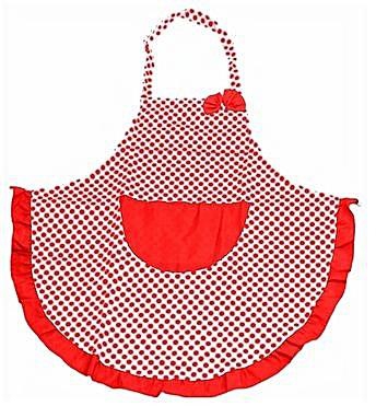 Bluelans Women BowKnot Dot Aprons Kitchen Restaurant Cafe Bib Cooking With Pocket Red
