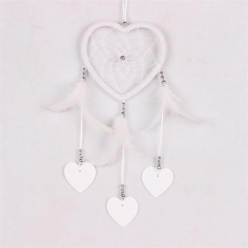 Generic White Heart Shaped Net Loop Feather Car Wall Hanging Ornament Wedding Decor