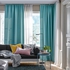 VILBORG Room darkening curtains, 1 pair - white/turquoise 145x300 cm