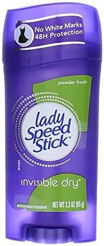 Lady Speed Stick Invisible Dry Antiperspirant Deodorant, Powder Fresh - 2.3 ounce (6 Pack)