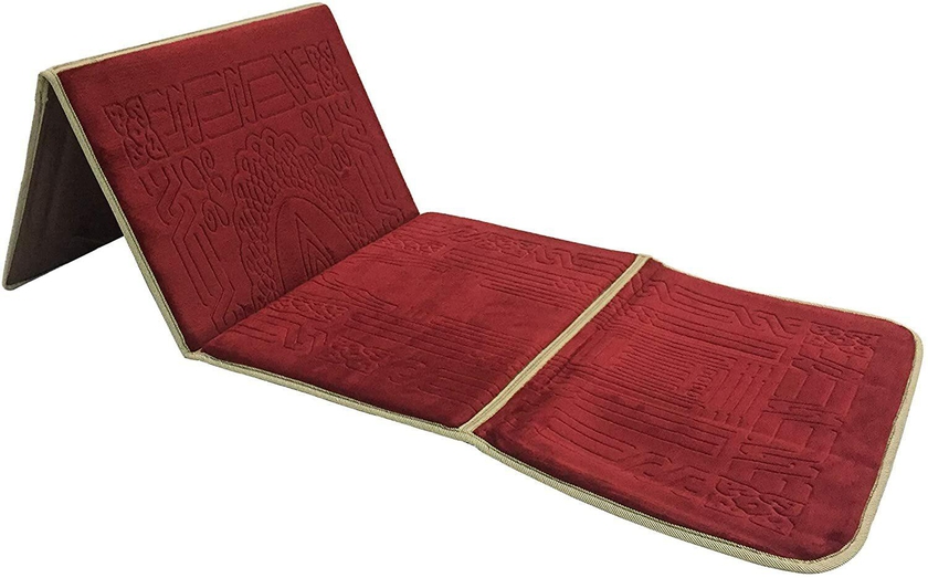 Fabienne Foldable Medical Prayer Mat And Backrest 2 In 1 With Pocket Maroon